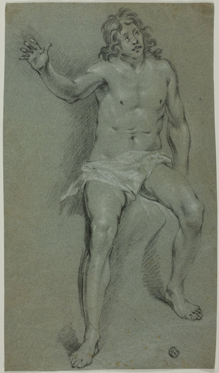 Seated Male Nude (front); Sketches of Hand and Boy