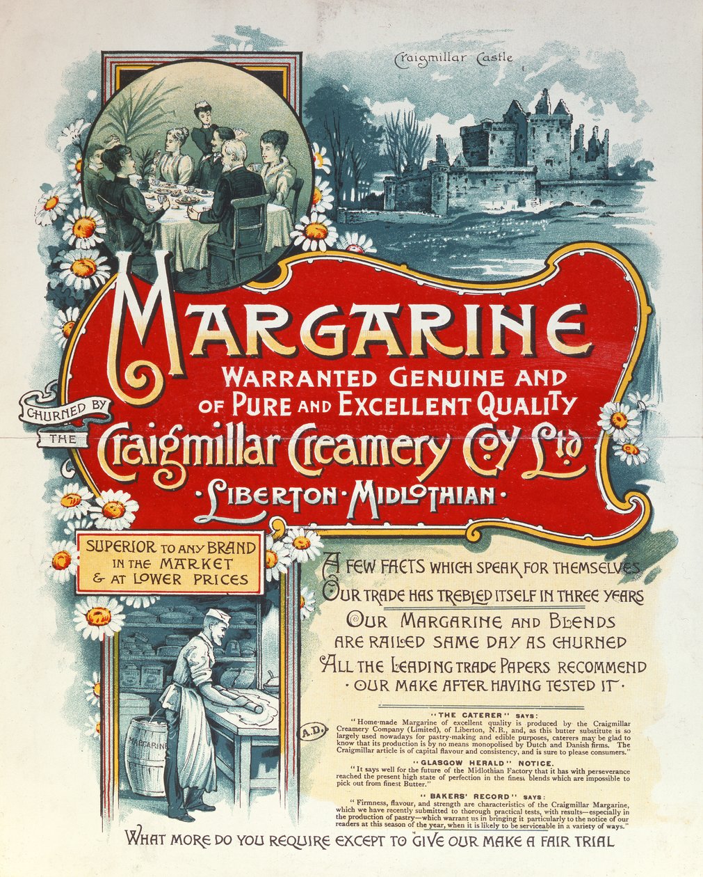 Advertisement for margarine produced by the Craigmillar Creamery by Scottish School