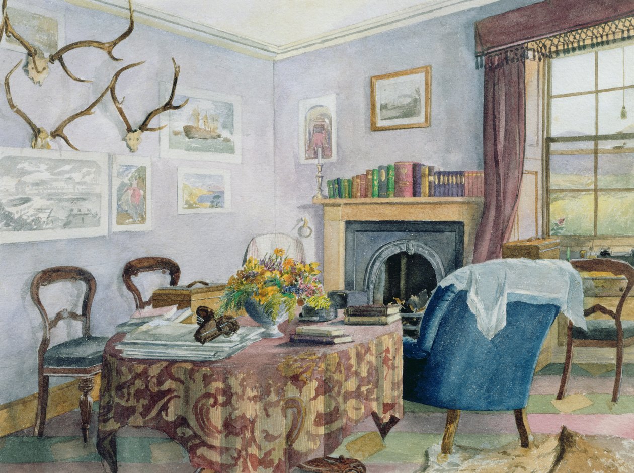Drawing Room Interior in a Country House in Scotland, c.1850 by Scottish School