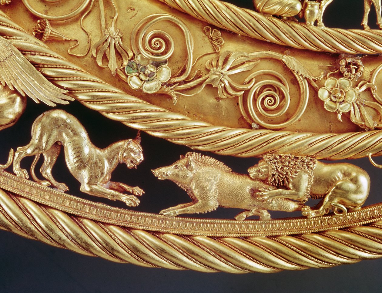 Lion and Panther Attacking a Boar (detail) by Scythian