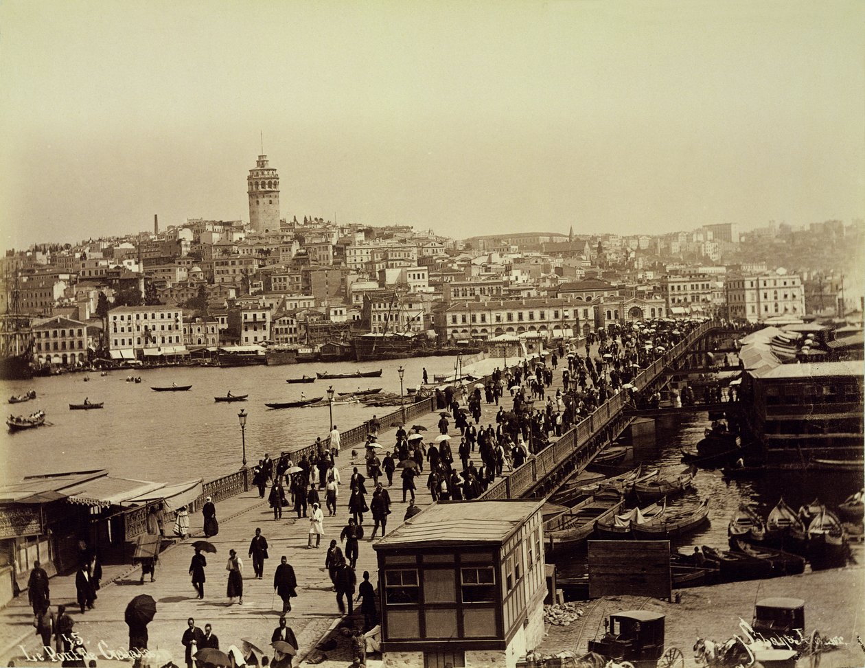 Galata Bridge over the Golden Horn, Istanbul, c.1890 by Sebah and Joaillier