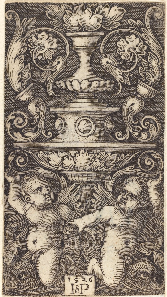 Double Cup with Two Genii Riding on Dolphins by Sebald Beham