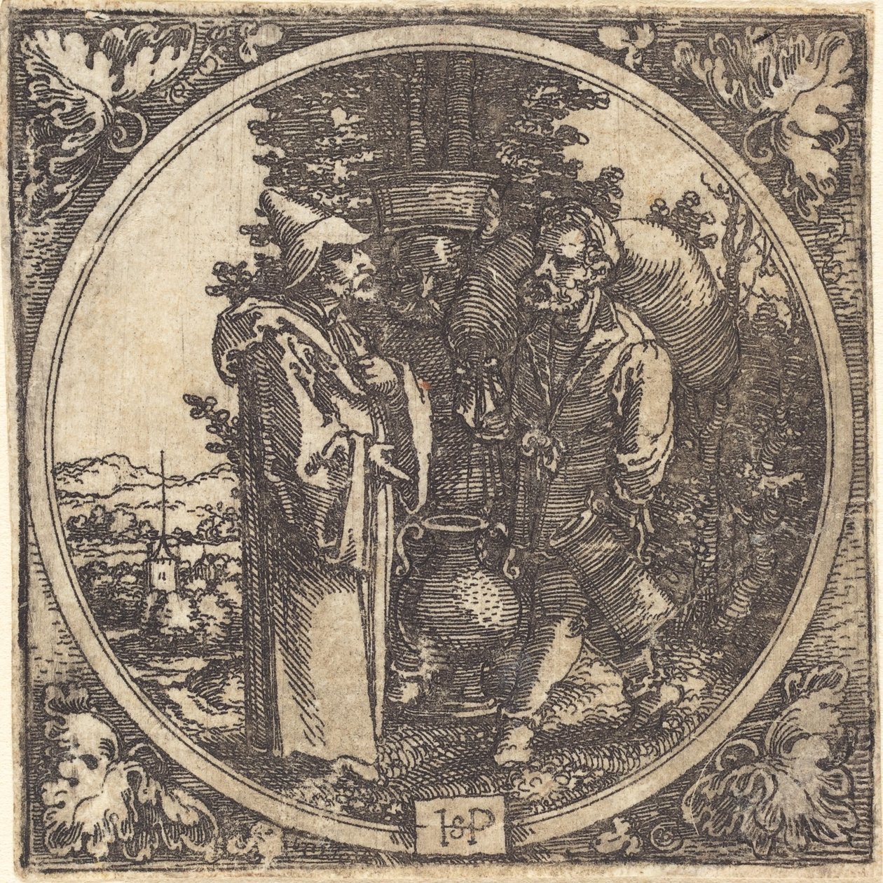 Gentleman and Two Servants, or Solon and Two Peasants by Sebald Beham