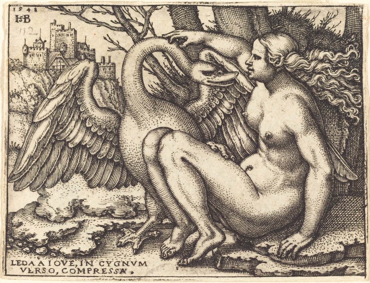 Leda and the Swan by Sebald Beham