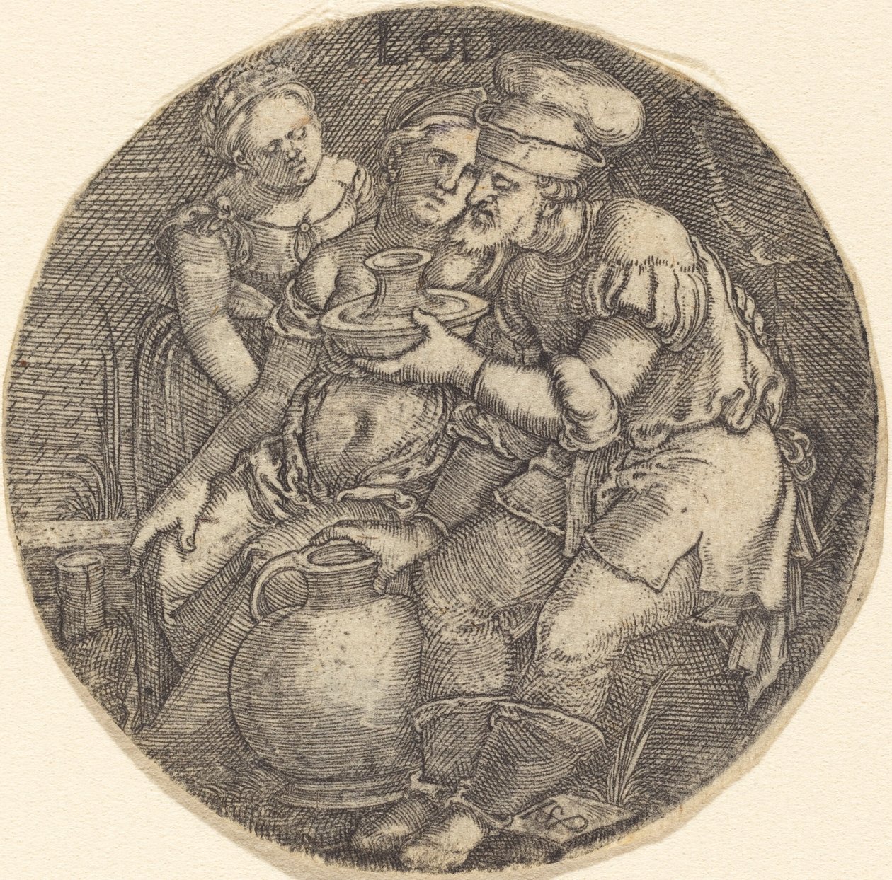 Lot and His Daughters by Sebald Beham