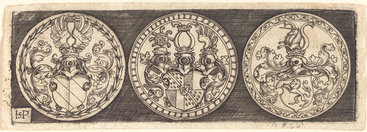 Three Medals with Coats of Arms by Sebald Beham