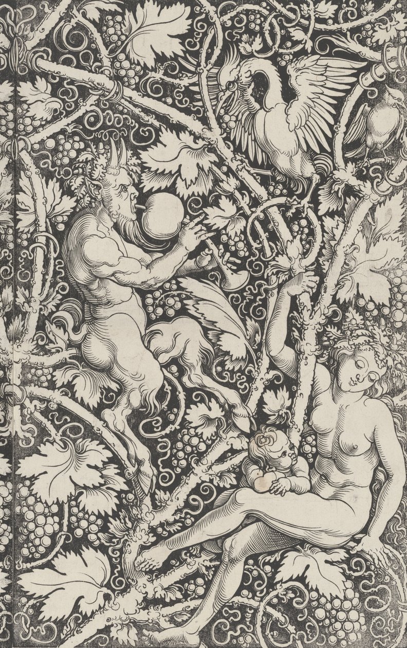Wallpaper with Satyr Family by Sebald Beham
