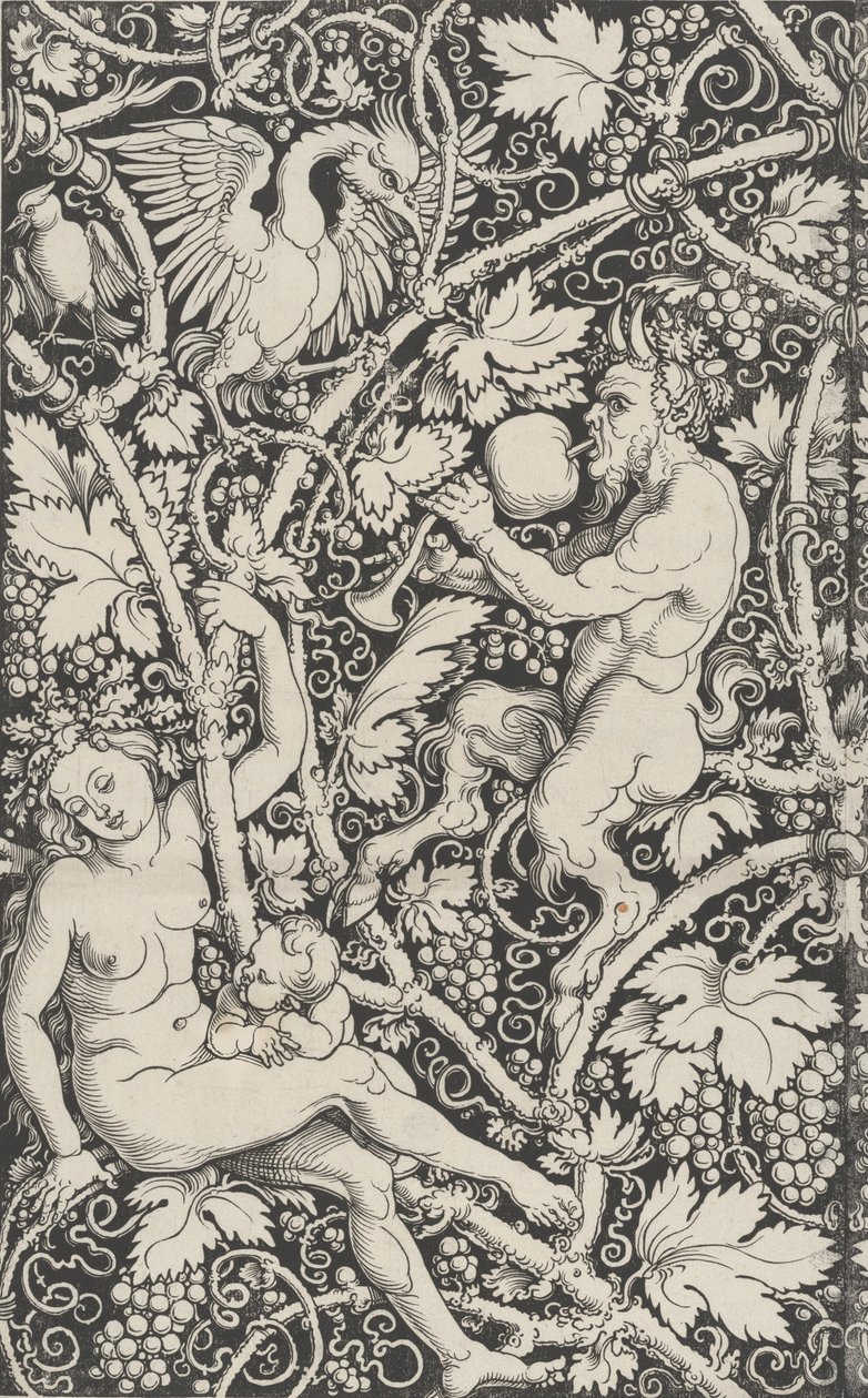 Wallpaper with Satyr Family, 1515 by Sebald Beham