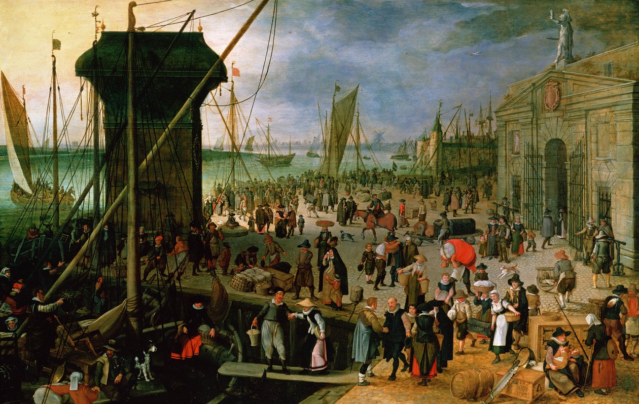 A View of Antwerp Harbour with the Kraanenhoofd and the Werf Gate by Sebastian Vrancx
