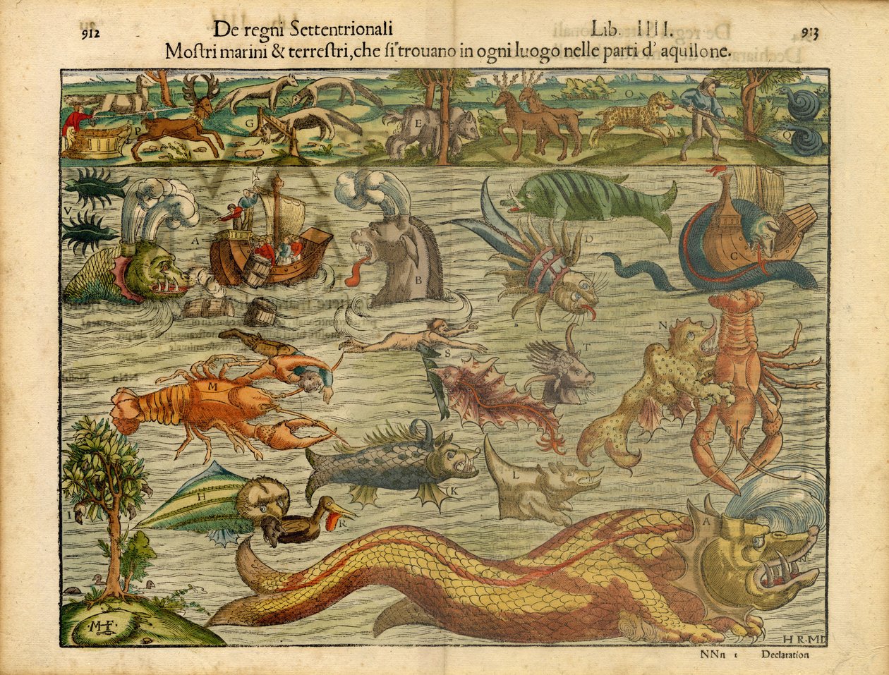 Monsters of Sea & Land... by Sebastian & Magnus Olaus (1490-1557) Münster