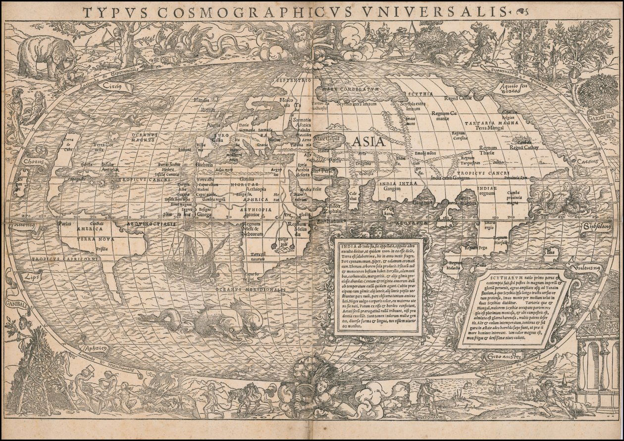 1532 Map of the World by Sebastian Münster by Sebastian Munster