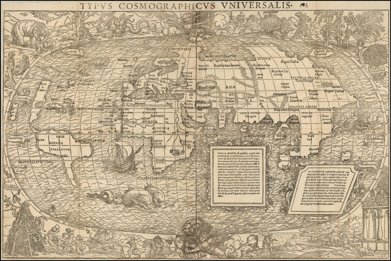 1537 Map of the World by Sebastian Munster