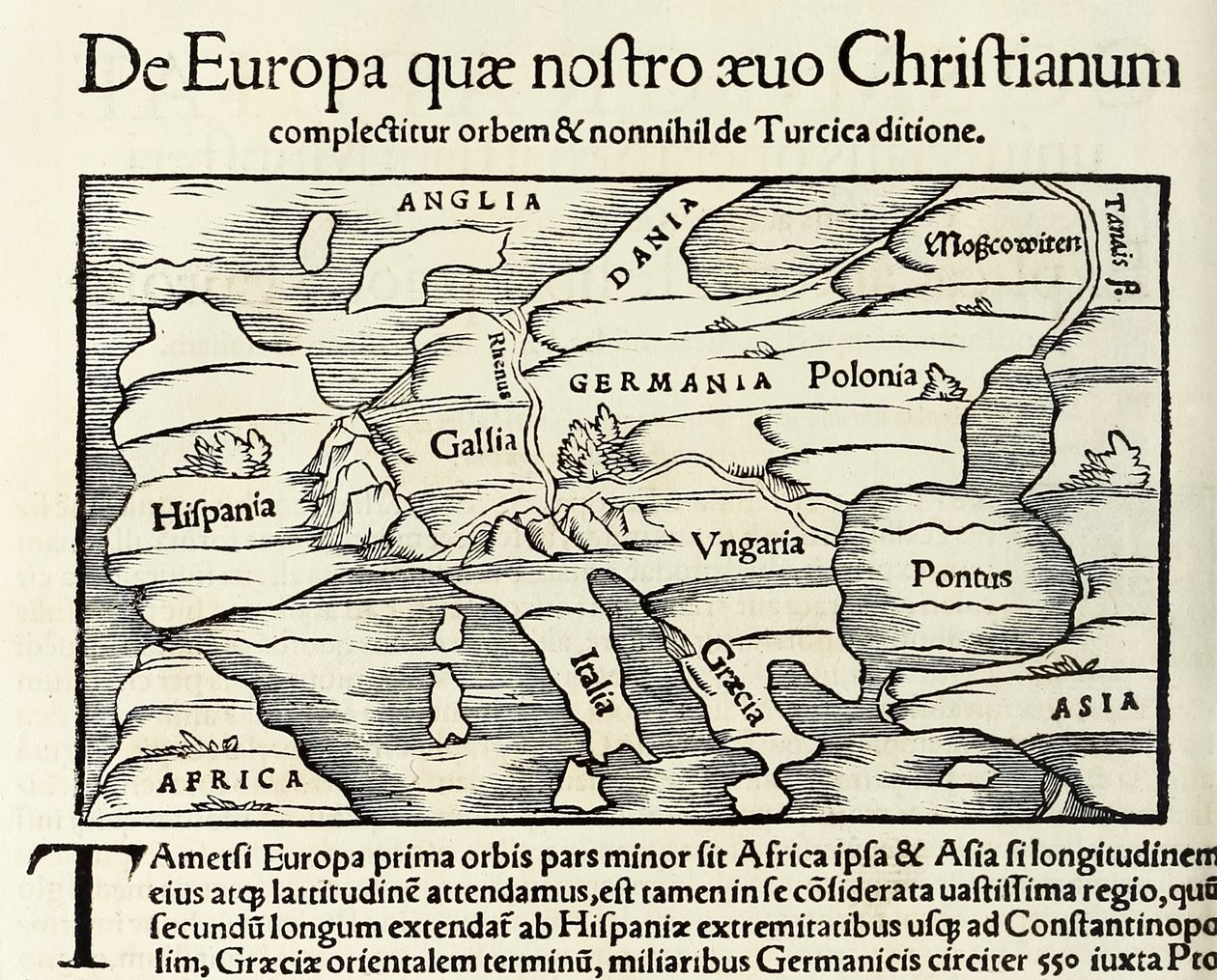 De Europa, quae nostro aevo Christianum, a map of Christian Europe, from 1550 edition of Cosmographia by Sebastian Munster by Sebastian Munster