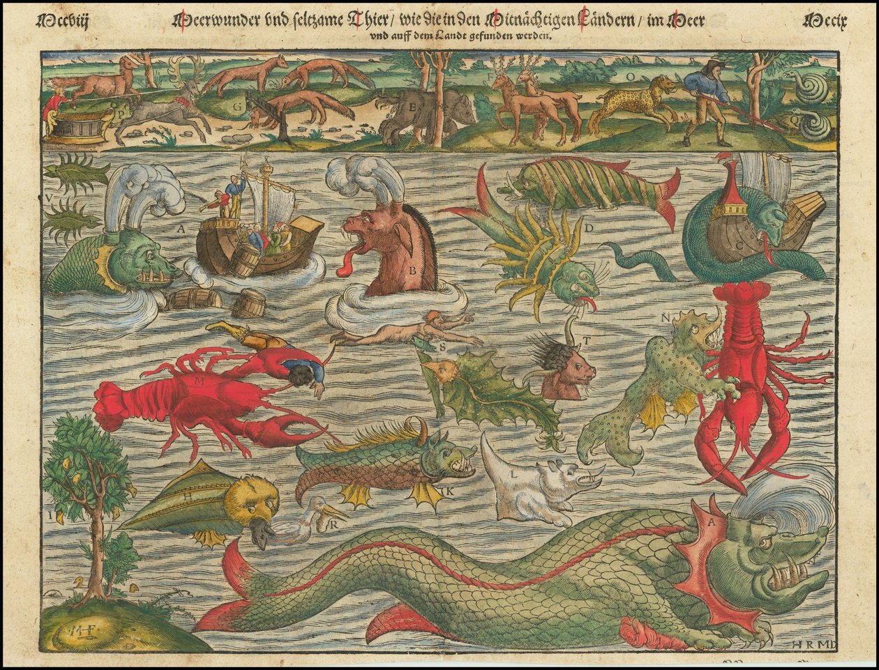 Sea Wonders and Strange Animals Found in the Northern Lands in the Sea and on the Land by Sebastian Munster