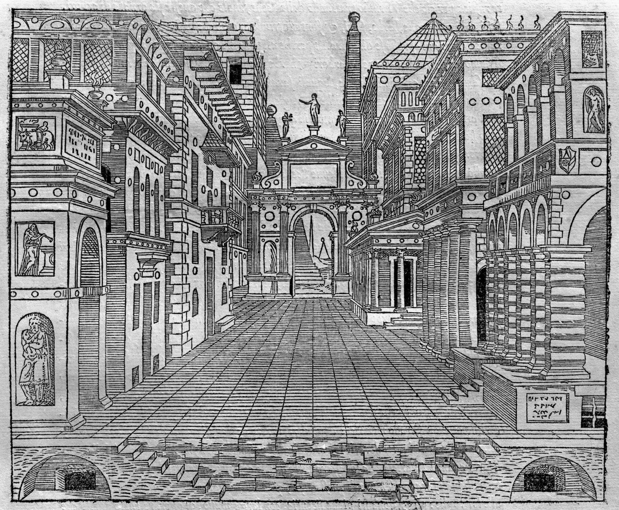 Set Design for a Tragic Scene by Sebastiano Serlio