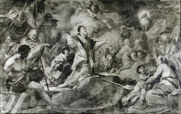 St. Clement Invoking the Lamb of God to Produce Water from a Rock in the Crimea by Sebastiano Conca