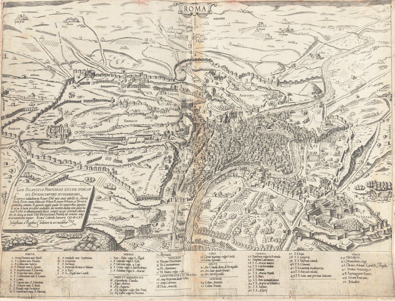 Topographical Map of Modern Rome by Sebastiano di Re after Giovanni Antonio Dosio