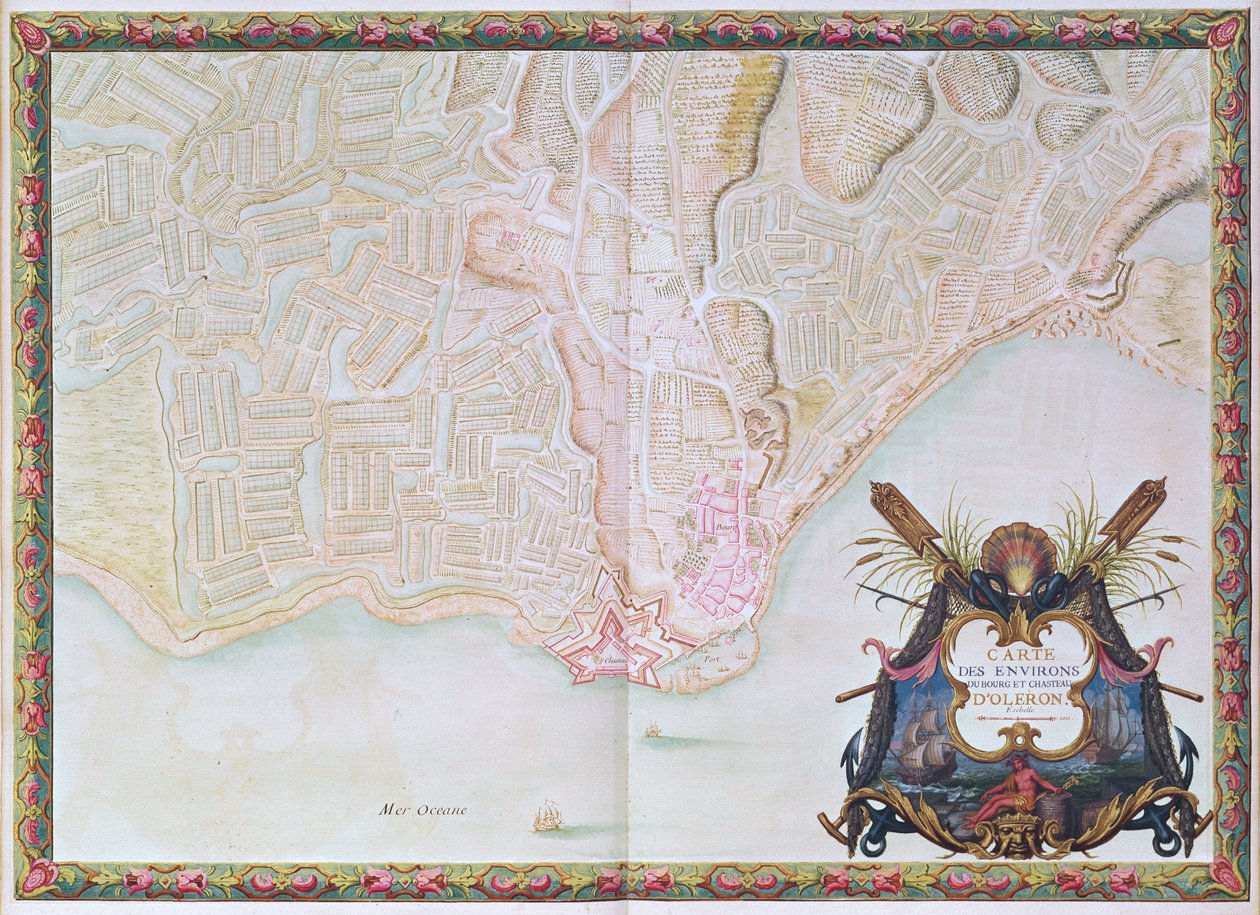 Map of the Environs of the Town and Castle of Oléron, from the Atlas of Louis XIV by Sebastien Le Prestre de Vauban