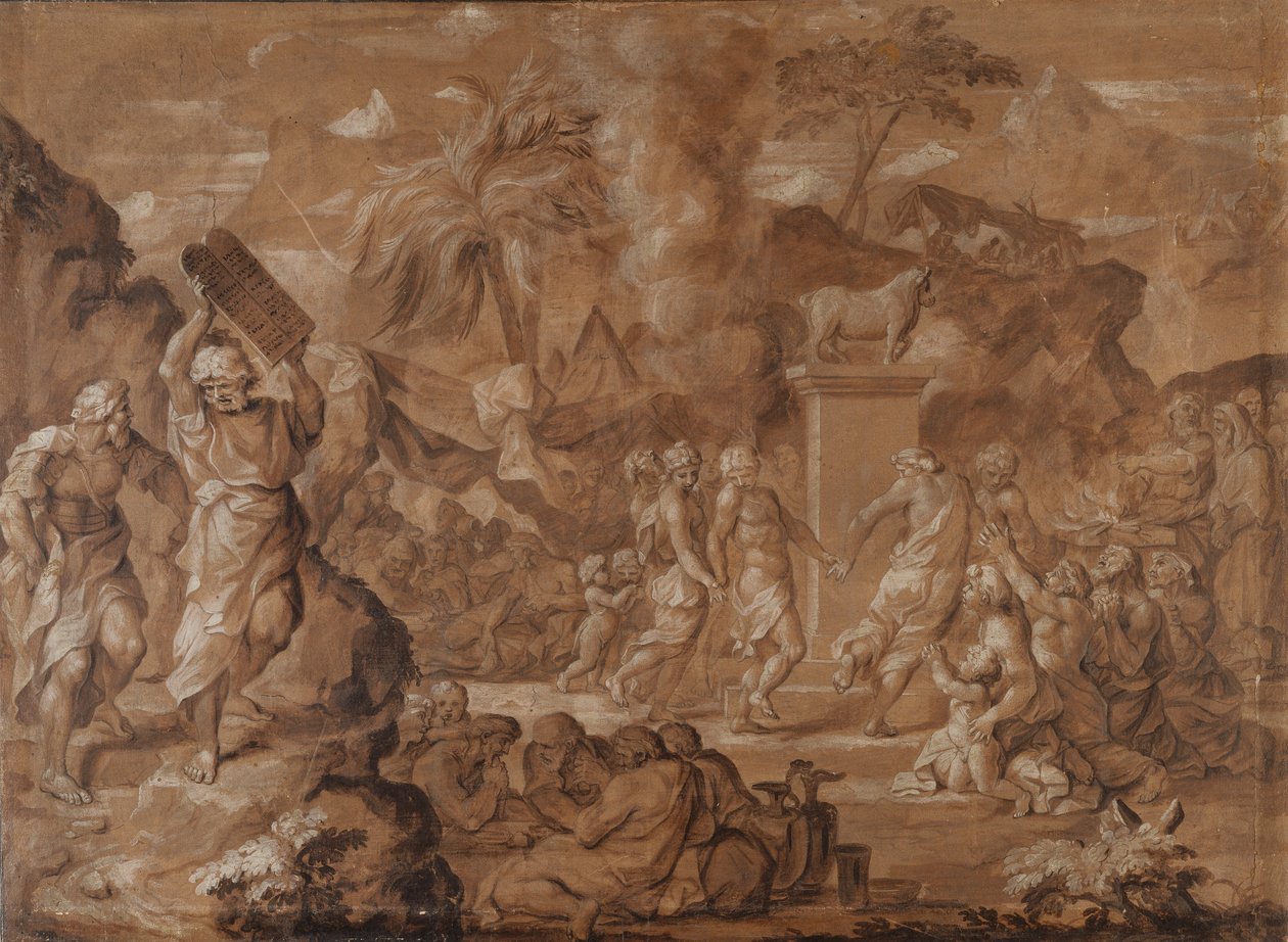The Israelites Dancing around the Golden Calf by Sébastien Bourdon