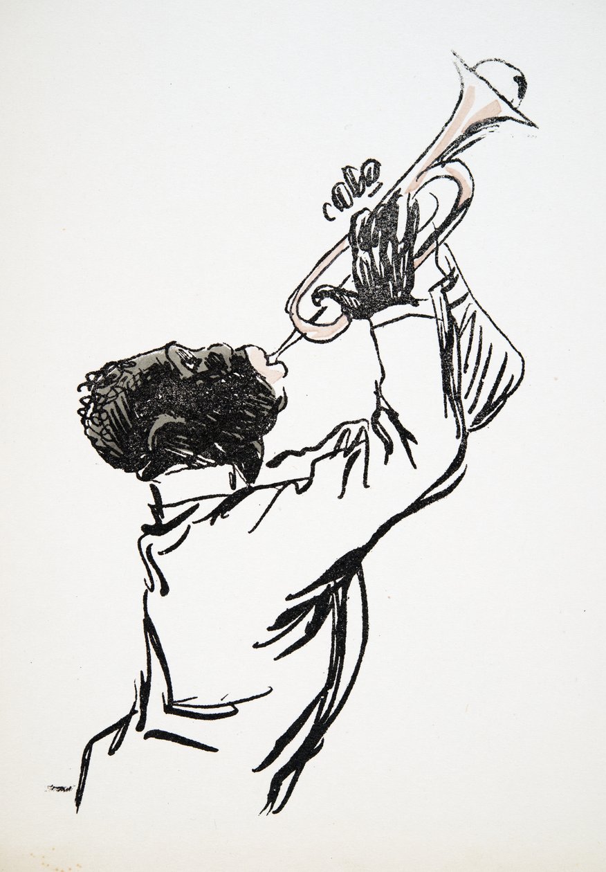 Trumpet Player, from White Bottoms, pub. 1927 by Sem