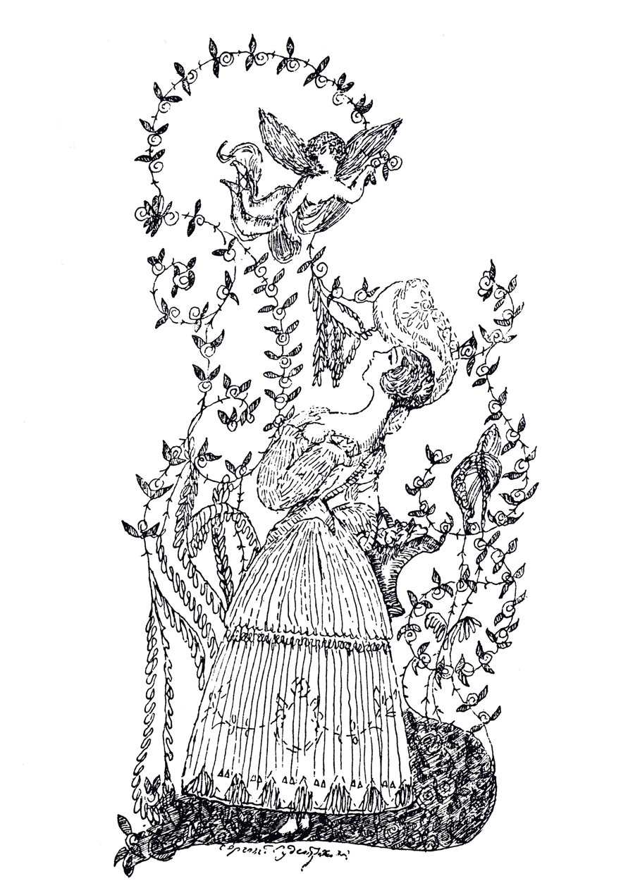 Illustration to essay The Blue Rose by S. Makovsky, 1907 by Sergei Yurievich Sudeykin