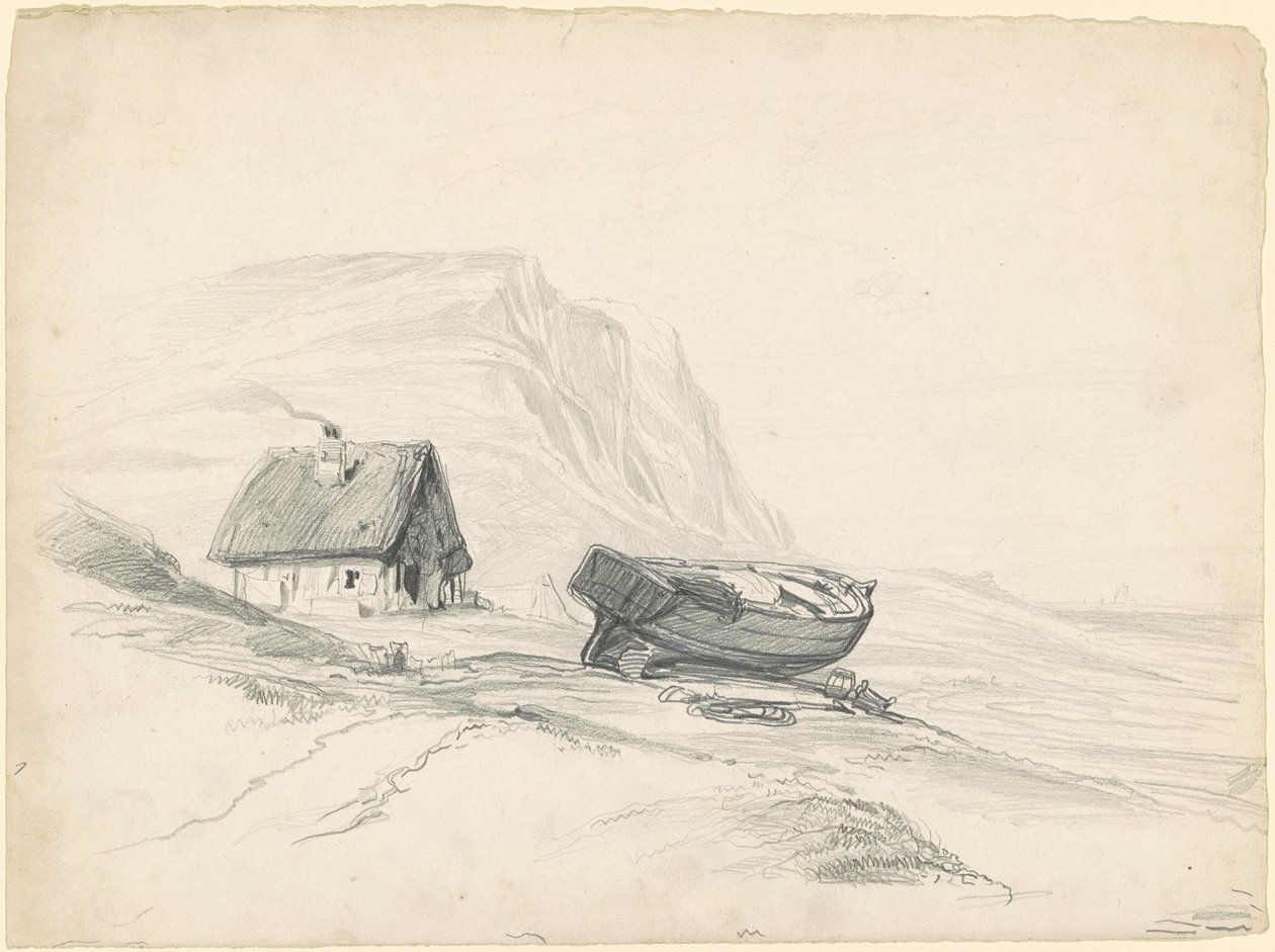 House and Boat at the Shore by Seth Wells Cheney
