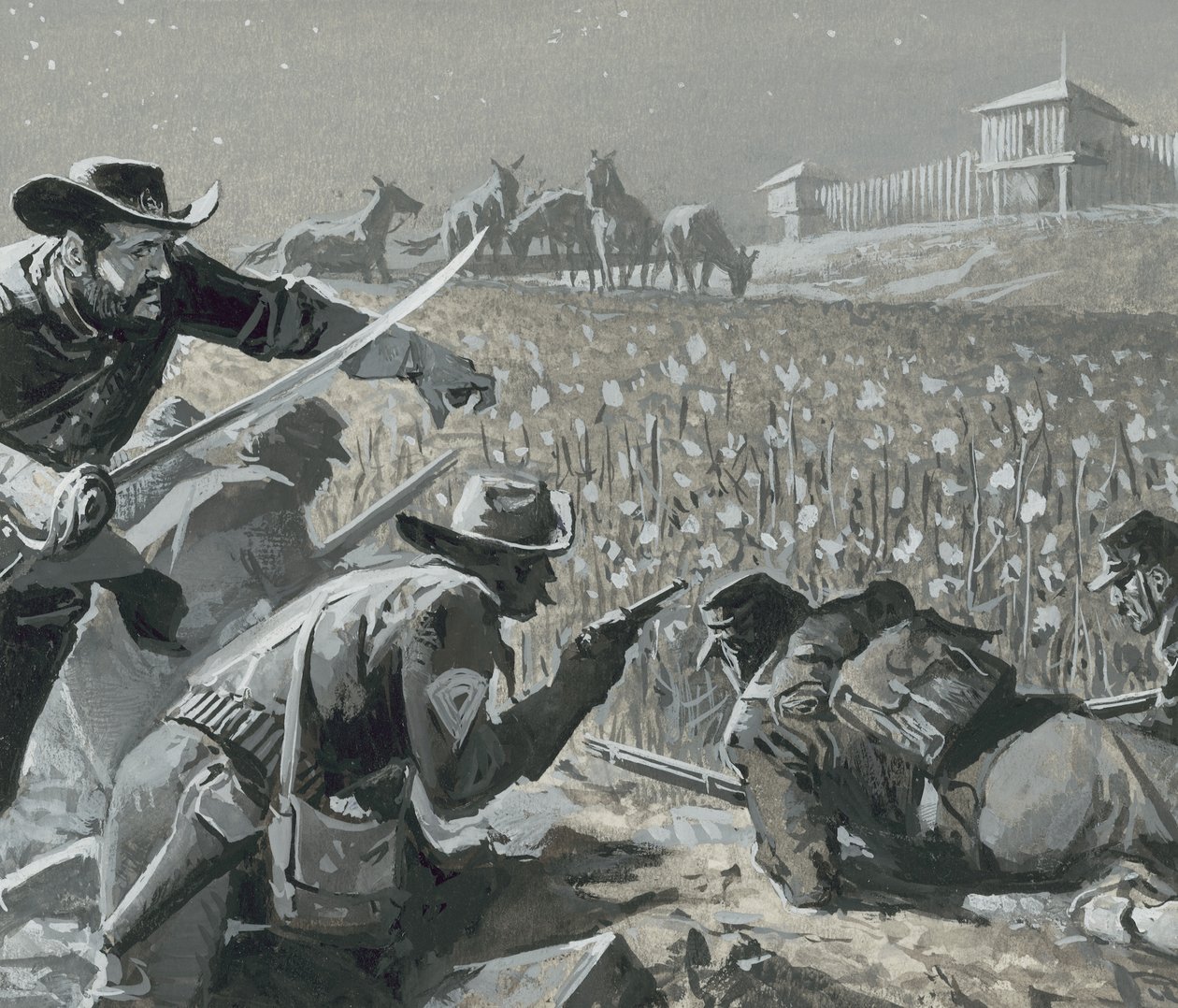 With His Men Concealed, Fetterman Waited for the Marauding Indians by Severino Baraldi