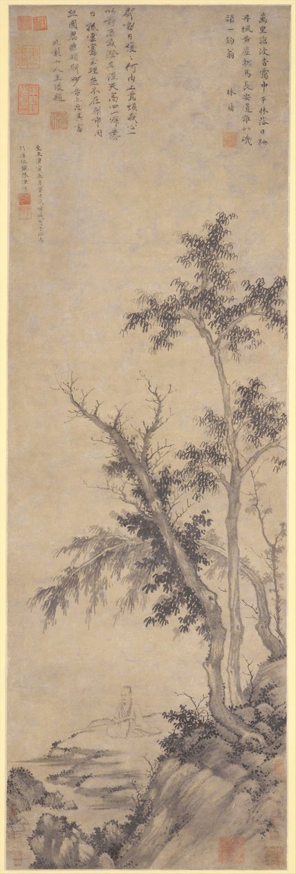 Recluse Fishing by Autumn Trees, Dated 1350 by Sheng Mou