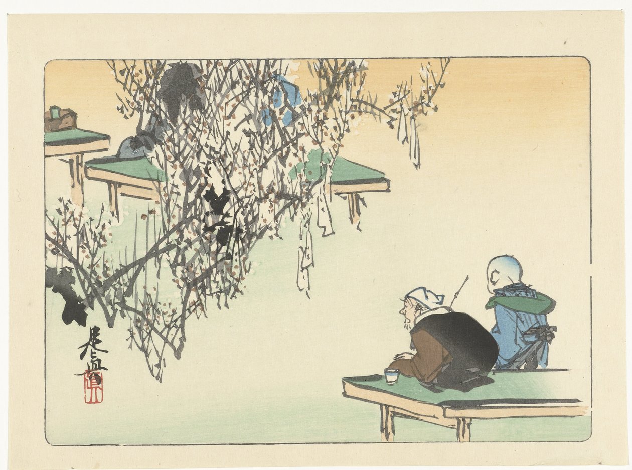 Admiring Plum Blossoms (Comparisons of Flowers) by Shibata Zeshin