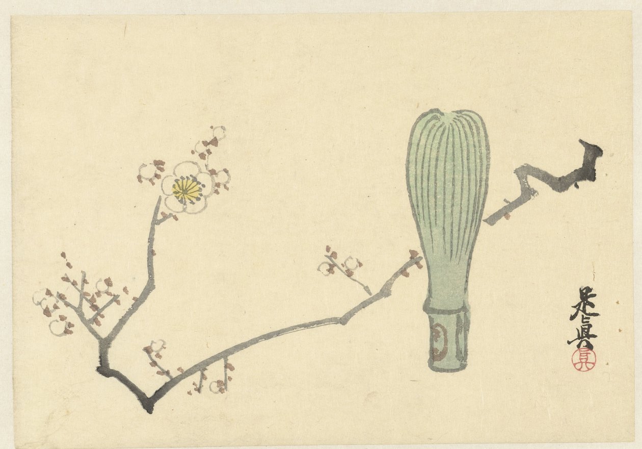 Plum Blossom and a Tea Whisk by Shibata Zeshin