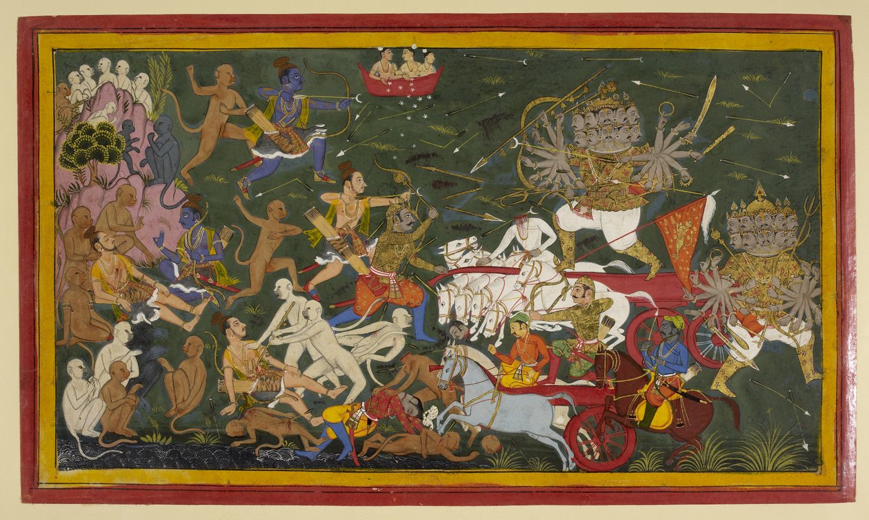 Battling the ten-headed Demon King Ravana, 