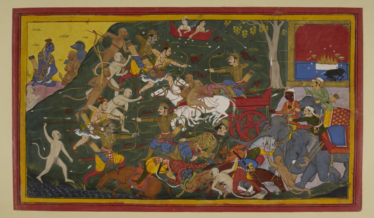 Lakshmana Kills Indrajit; Rama and Allies Await by S?hibdin S?hibdin