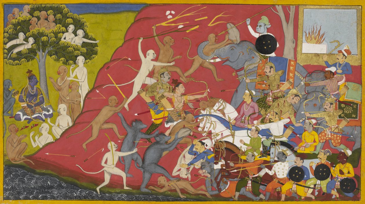 Monkeys and Demons Battle in Nikumbhila Grove, with Indrajit
