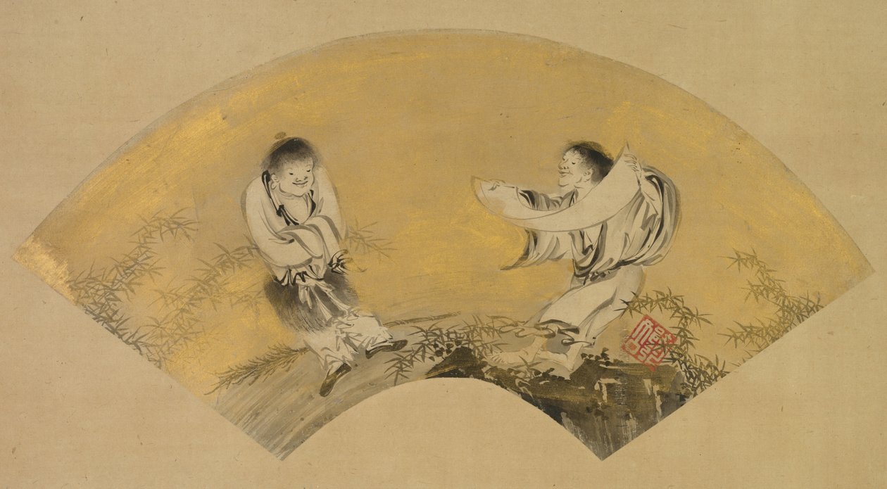Hanshan and Shide (Kanzan and Jittoku) by Shikibu Terutada