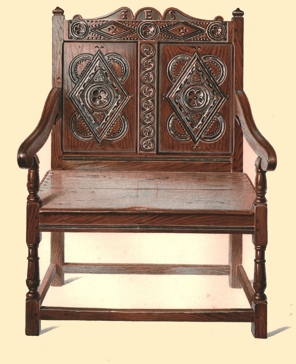 Welsh oak double chair, 1904 by Shirley Charles Llewellyn Slocombe