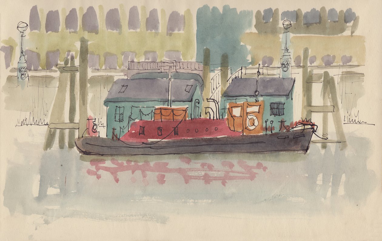 Floating Pier on the River Thames in London by Shirley Markham
