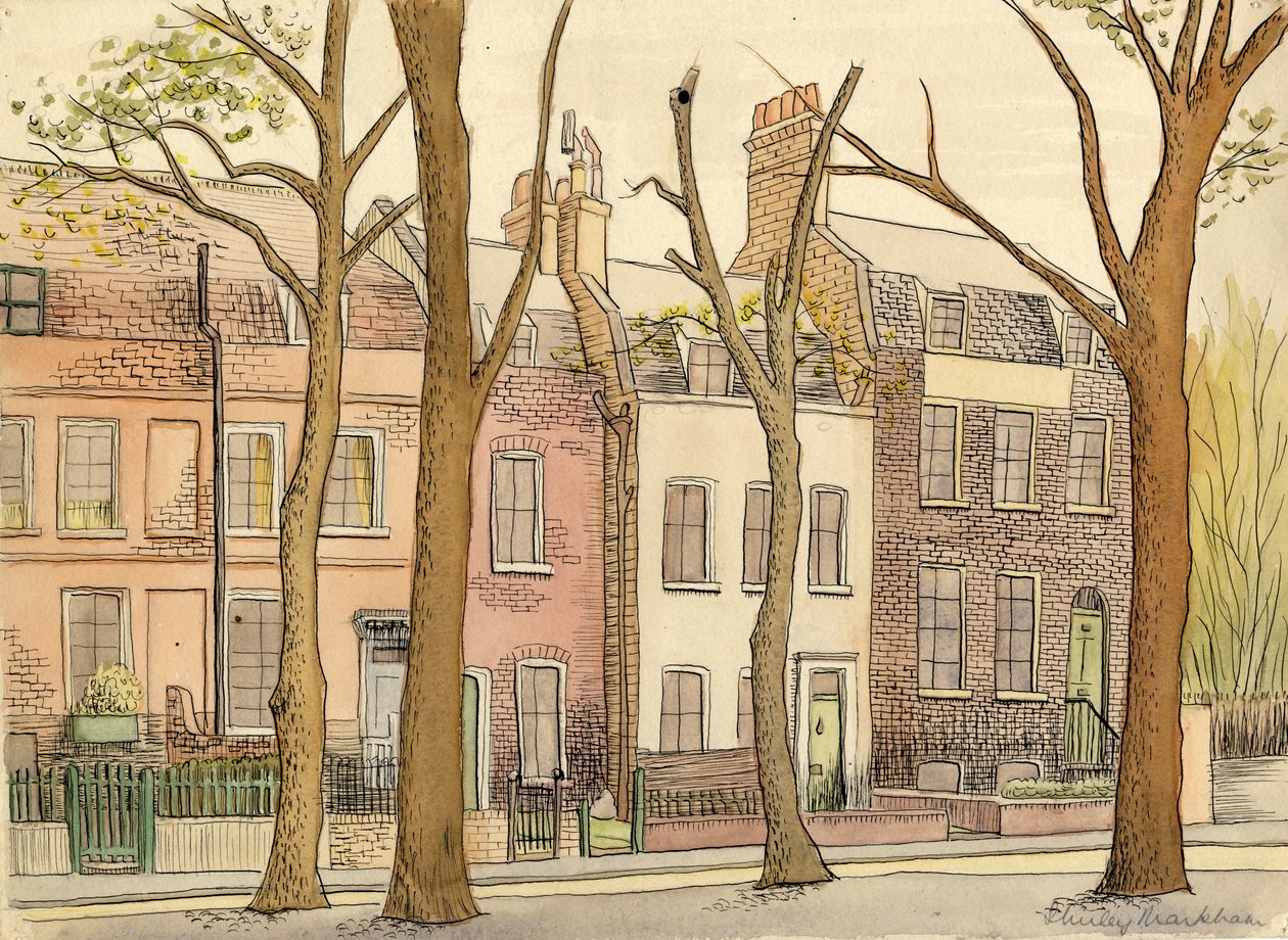 Street scene with trees by Shirley Markham