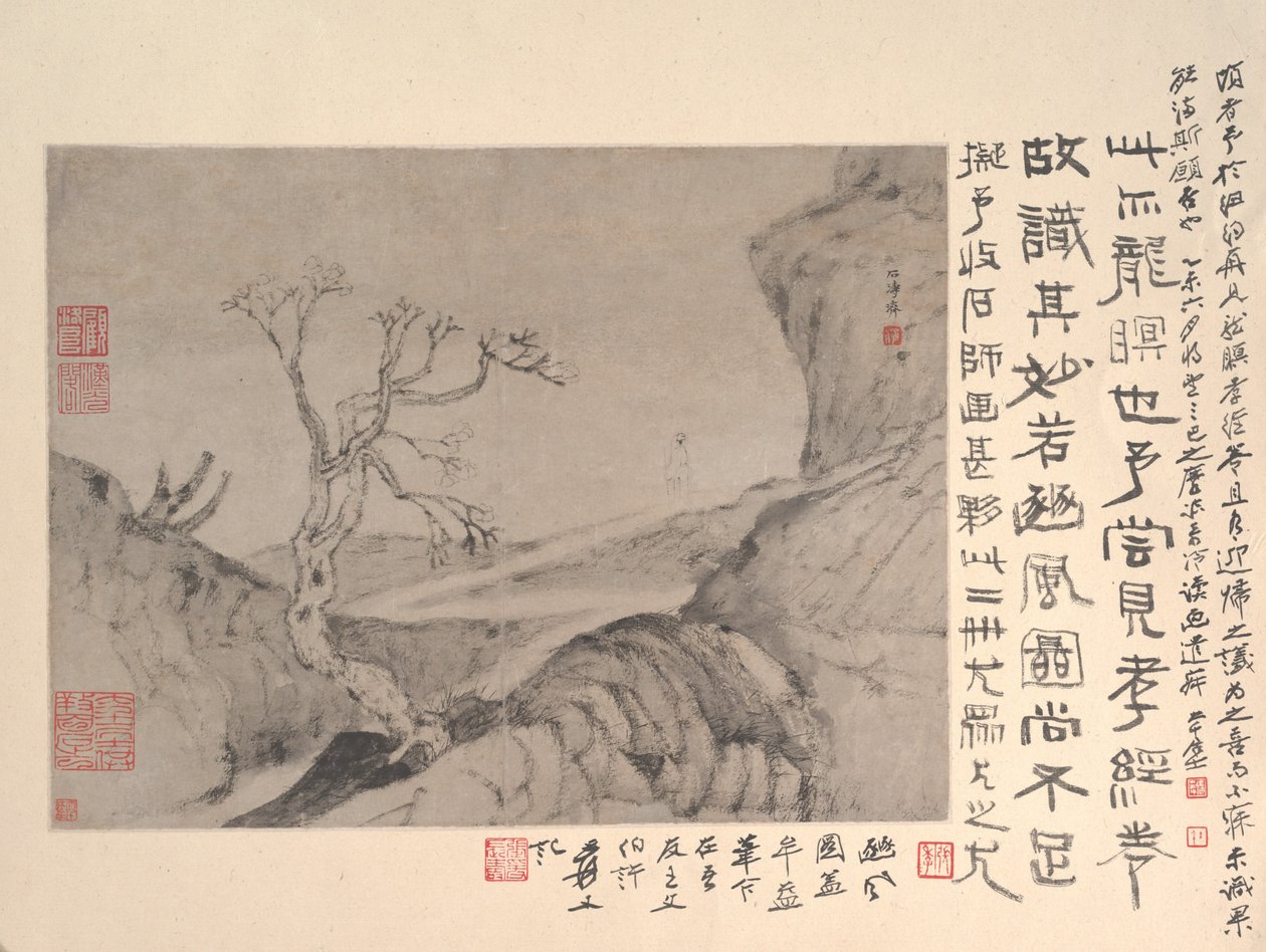 Landscape with Solitary Figure by Shitao Daoji