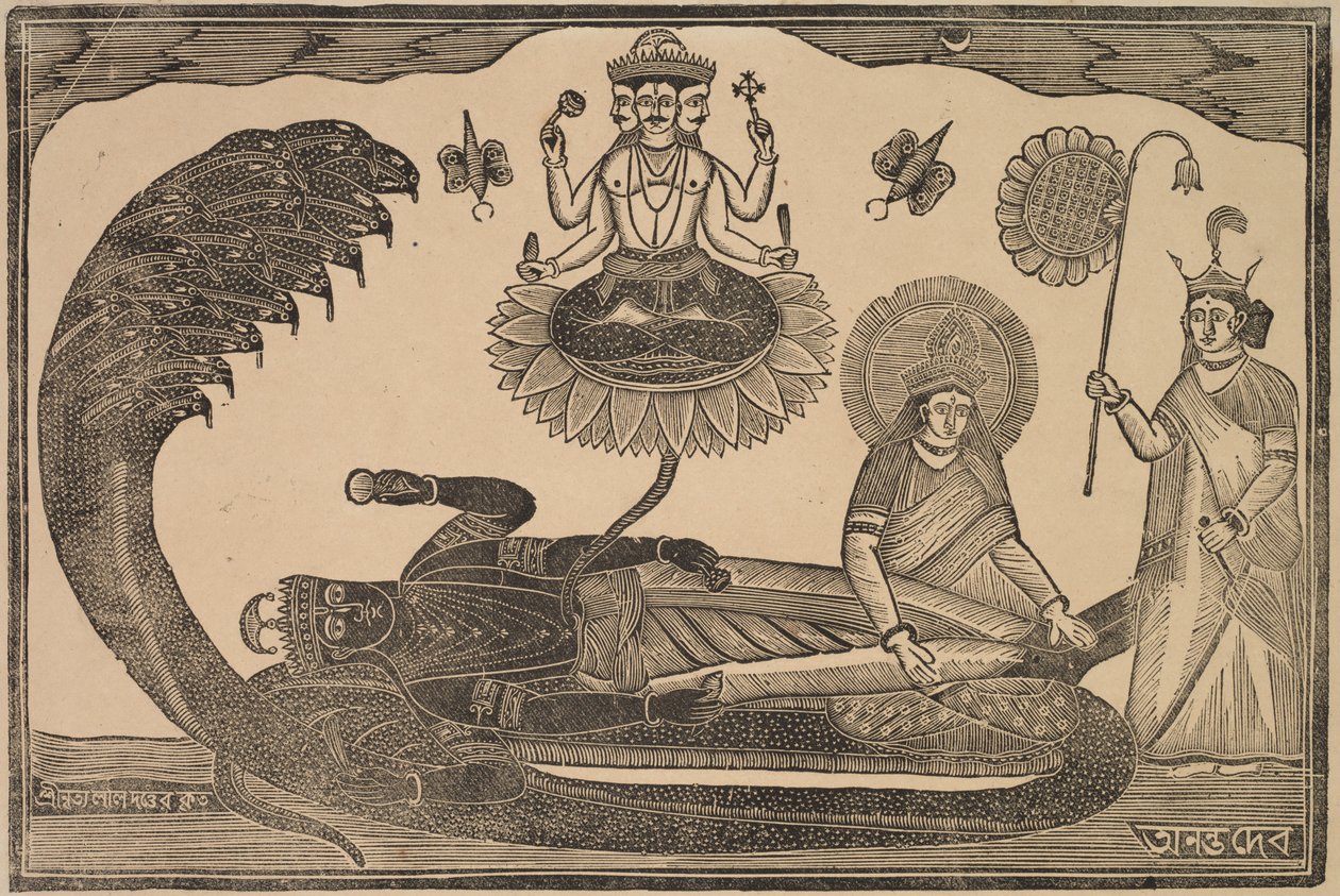 Anantasayan (Vishnu Reclining on Serpent Ananta) by Shri Gobinda Chandra Roy