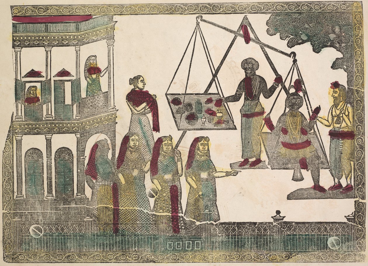 Krishna Weighted against Precious Objects (verso) by Shri Gobinda Chandra Roy