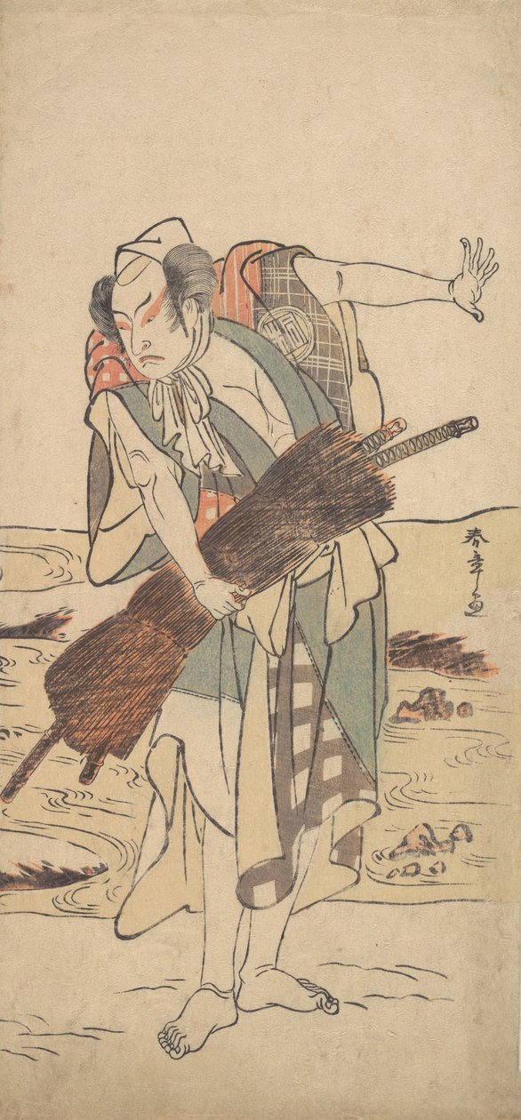 Arashi Sangoro as a Ronin Samurai Standing on the Bank, ca. 1777 by Shunsho