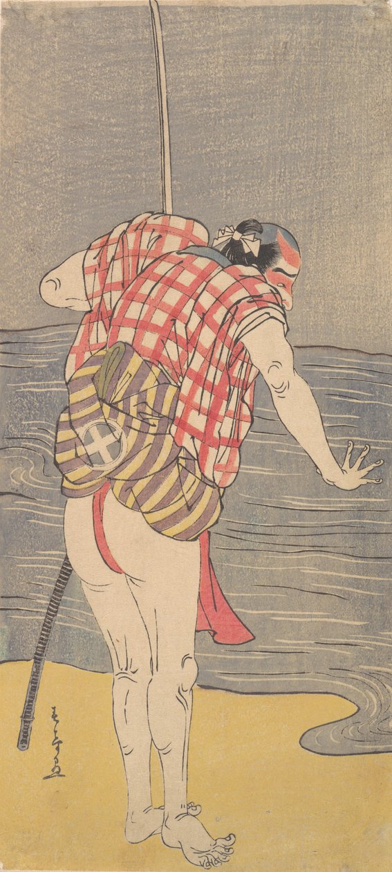The Actor Otani Hiroemon III as Man Ready to Wade into the Sea with a Drawn Sword, ca. 1775 by Shunsho