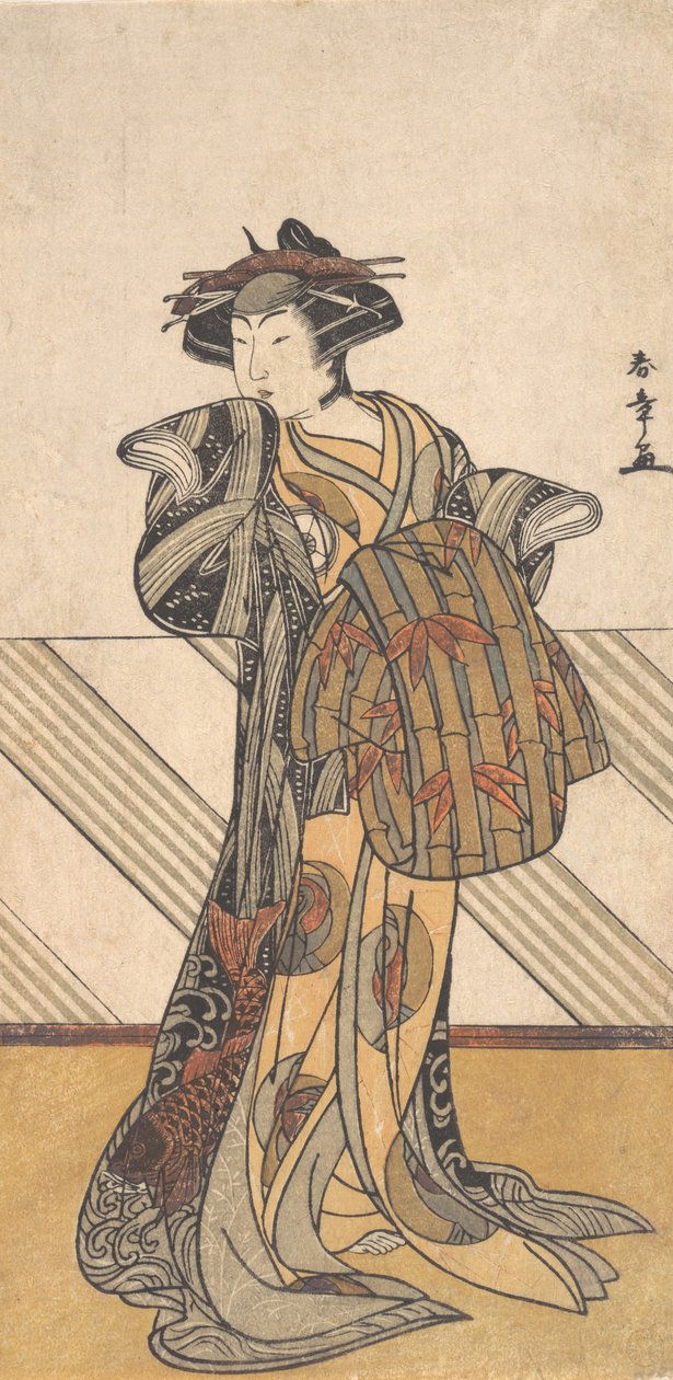 The Fourth Iwai Hanshiro as a Courtesan Dressed in a Pink Kimono, ca. 1778 by Shunsho