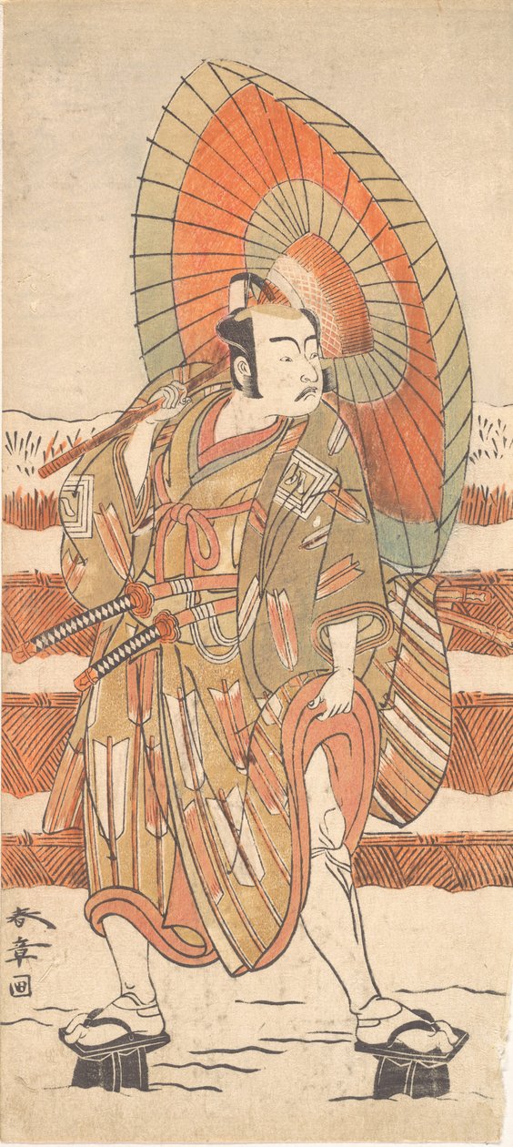 The Second Ichikawa Yaozo as a Samurai Standing in the Snow, probably 1774 by Shunsho