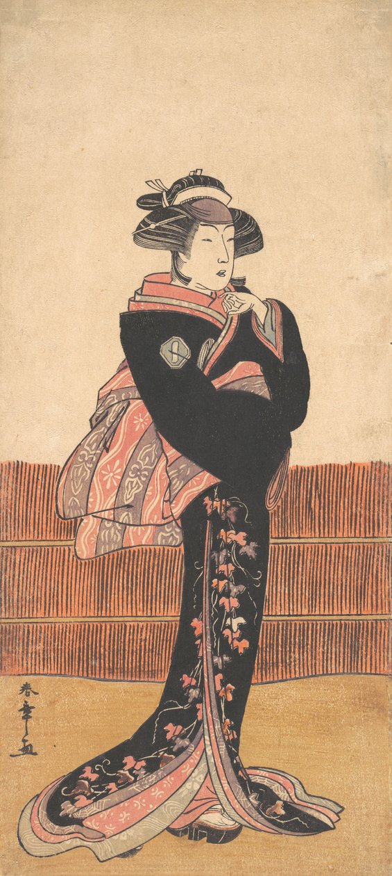 The Third Azuma Tozo as a Woman in a Black Kimono, probably 1782 by Shunsho