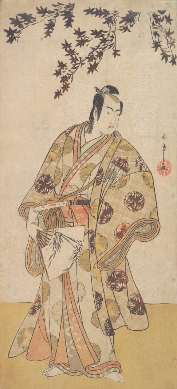 The Third Ichikawa Yaozo as a Daimyo Standing Under a Maple Tree by Shunsho