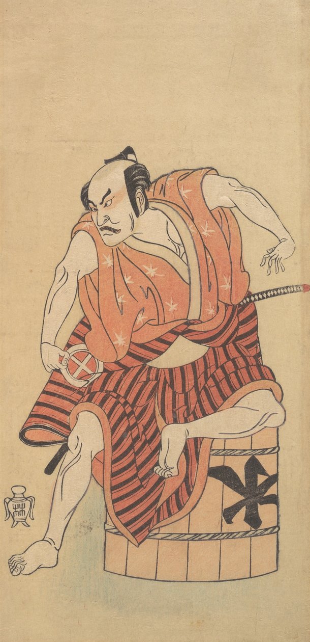 The Third Otani Hiroemon as an Otokodate Seated Upon an Inverted Tub, 1768 or 1769 by Shunsho