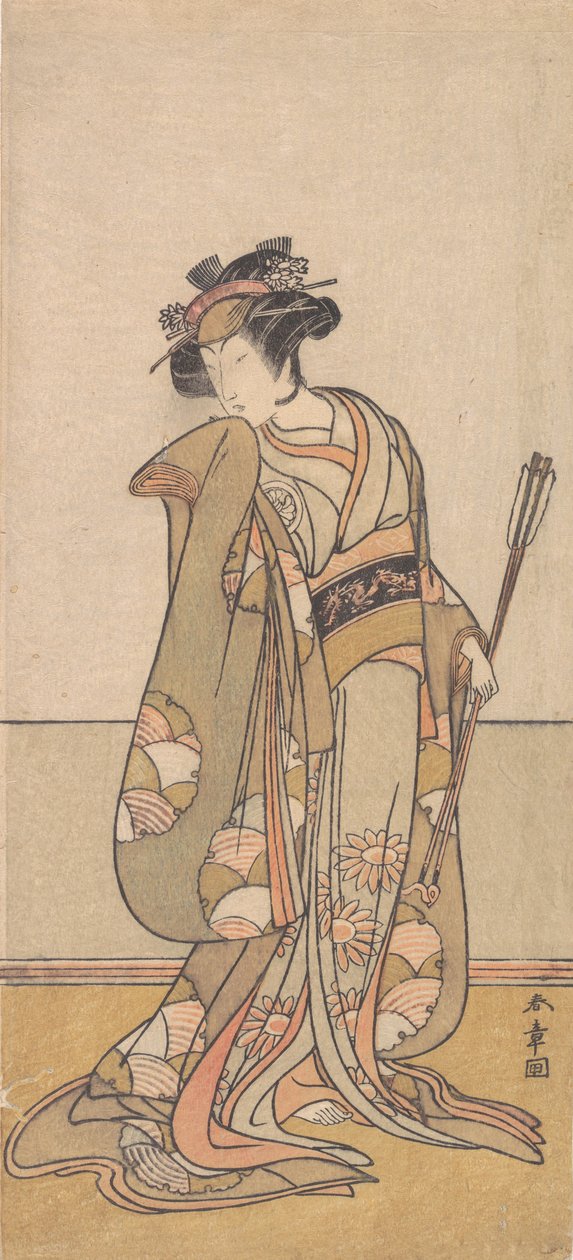 The Third Segawa Kikunojo as a Woman Walking Toward the Right by Shunsho