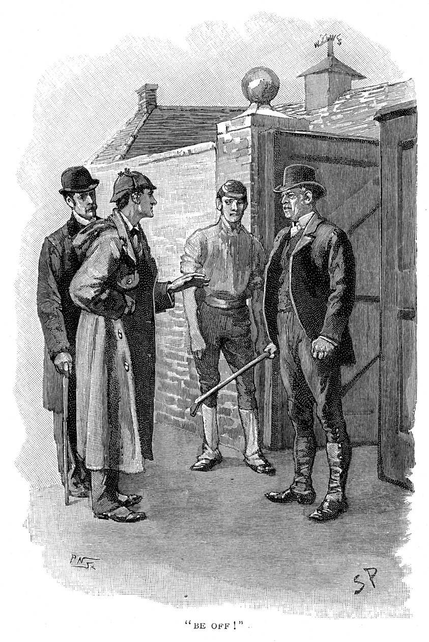 The Adventure of Silver Blaze, Holmes questioning a suspect by Sidney Paget