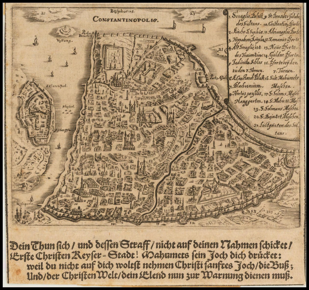 1668 Map of Constantinople by Sigmund von Birken